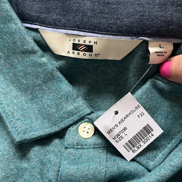 Joseph Abboud Modern Fit Long Sleeve Sueded Jersey Polo - Picture 7 of 10